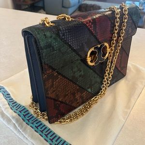 Tory Burch Gemini Link Genuine Snakeskin Shoulder bag